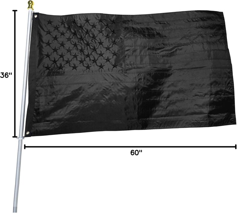 DANF FLAG Black American Flag 3x5 ft: Heavy Duty US Flag Made from Nylon - Embroidered Stars - Sewn Stripes - UV Protection Perfect for Outdoors! (Not Include Pole) - Image 5